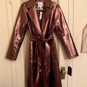 Avec Les Filles Copper Metallic Trench Coat